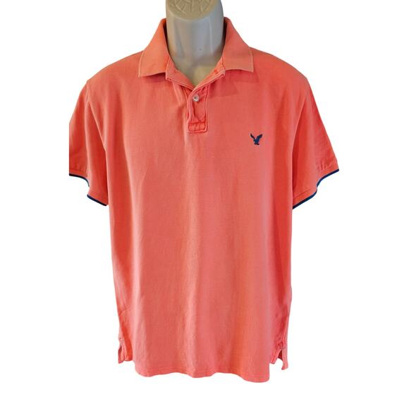 American eagle vintage 90s bright orange polo sz L athletic fit high visibility - Picture 2 of 7
